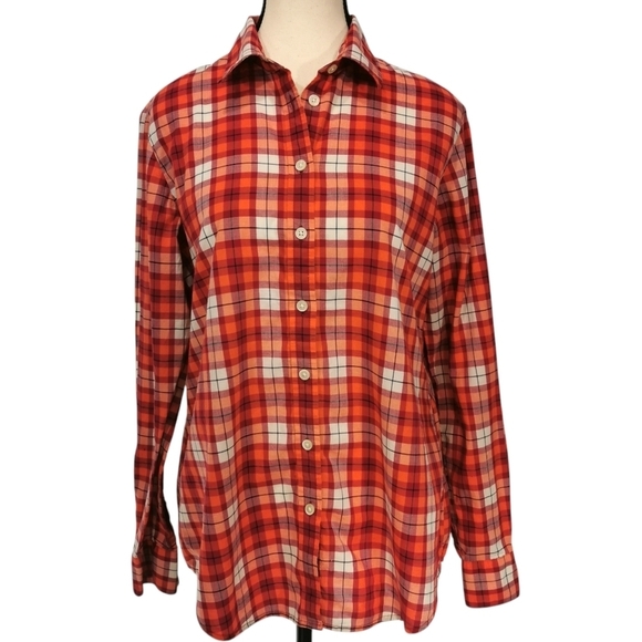 Banana Republic Soft Wash Long Sleeve Button Down Blouse in Red/White - Sz M - Picture 1 of 8
